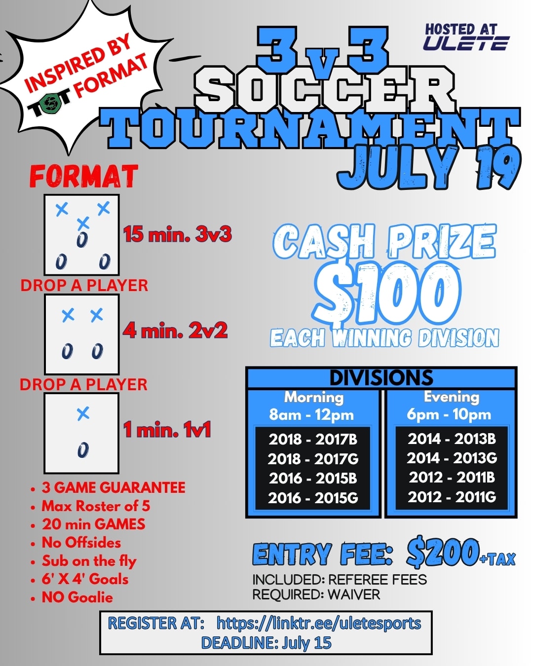 YOUTH 3v3 Tournament - July 19th
